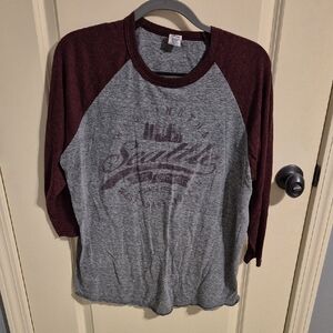 Gray and Maroon Raglan Sleeve Shirt